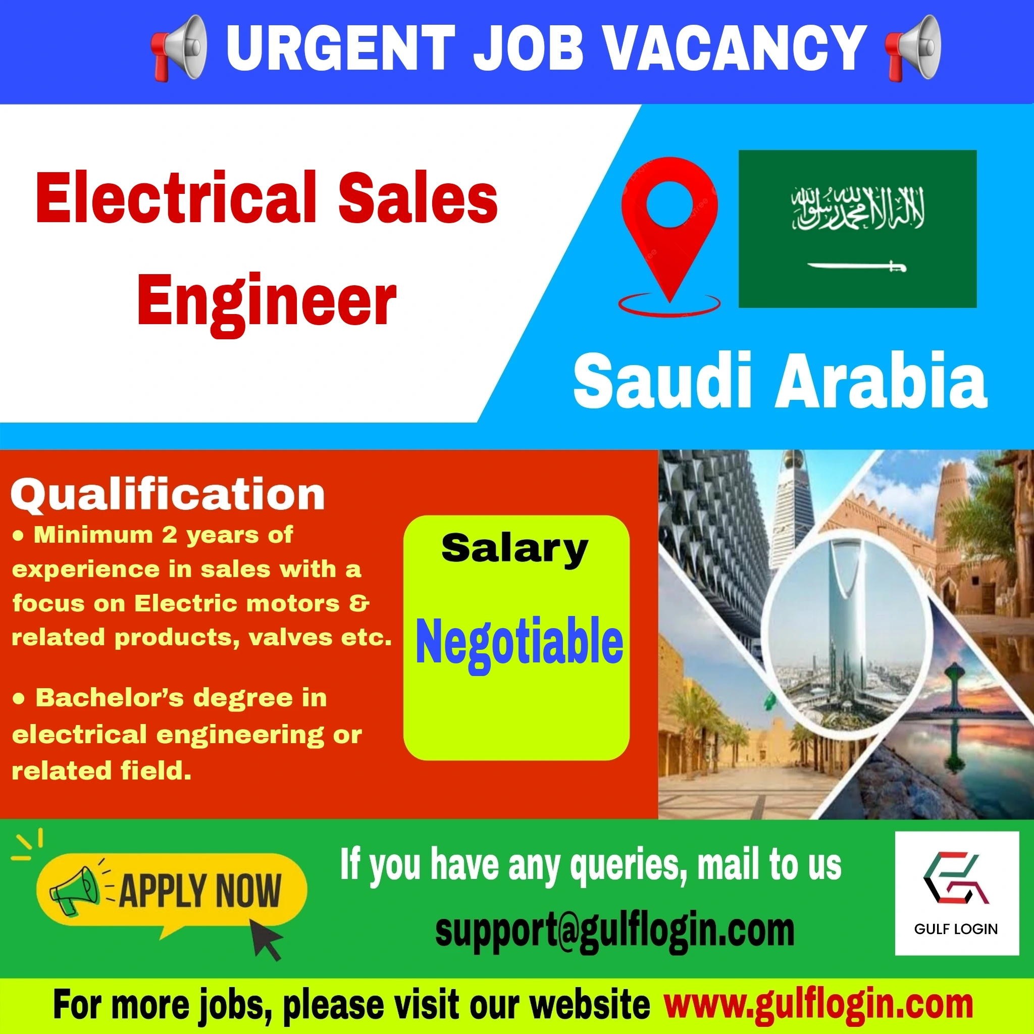 Electrical Sales Engineer Urgent Job Post Image