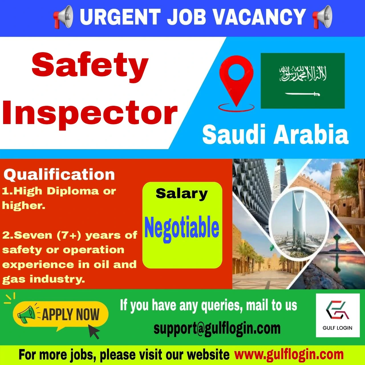 An Image of Safety Inspector Urgent Job Post